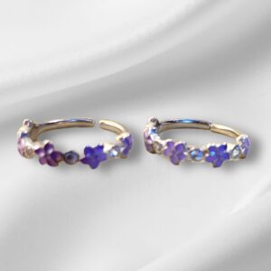 Silver Enamel Flower Toe Ring: Lilac