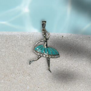 Girl Dancing Enamel Turquoise Blue Pendant